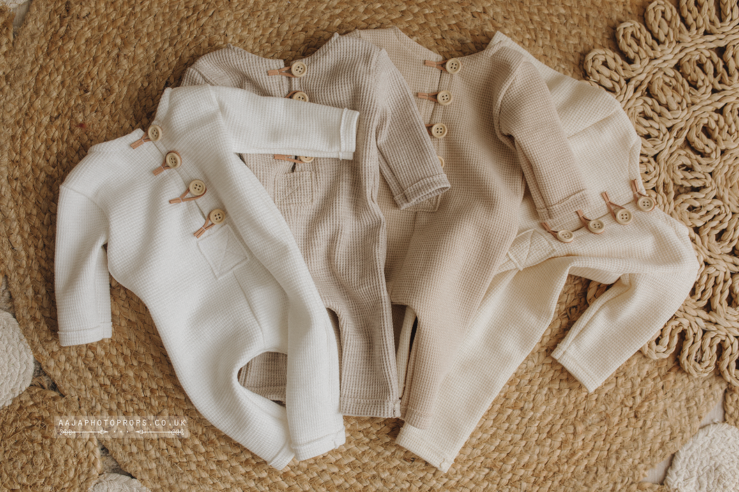 Baby newborn romper, cream, made to order