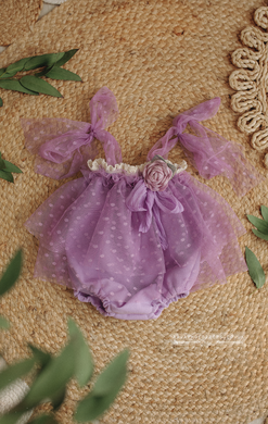 Baby 6-12 months size lilac romper, vintage style, boho, RTS