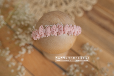 Baby newborn girl tieback blush pink, bows, boho, RTS