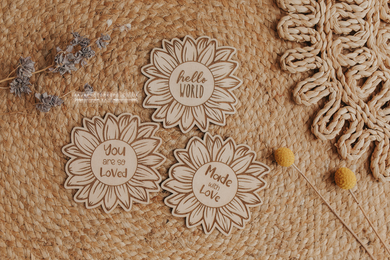 Wooden disc Sunflower, hello baby, RTS