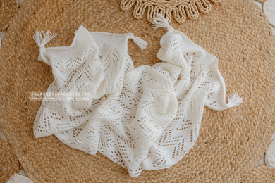 Off white vintage style knitted lace layer blanket, boho, newborn, made to order