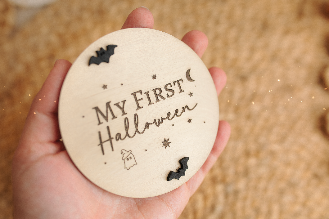 Wooden disc Halloween, bats, ghost, RTS