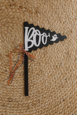 Wooden Halloween decoration, Boo wand, black, ghost, RTS