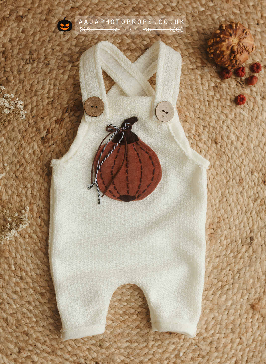 Baby 6-12 months size romper, dungarees, pumpkin, halloween,  RTS
