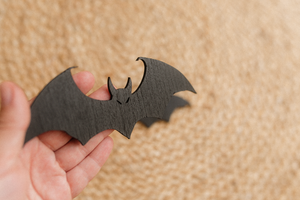 Wooden Halloween decorations, black bats, set of 3, RTS