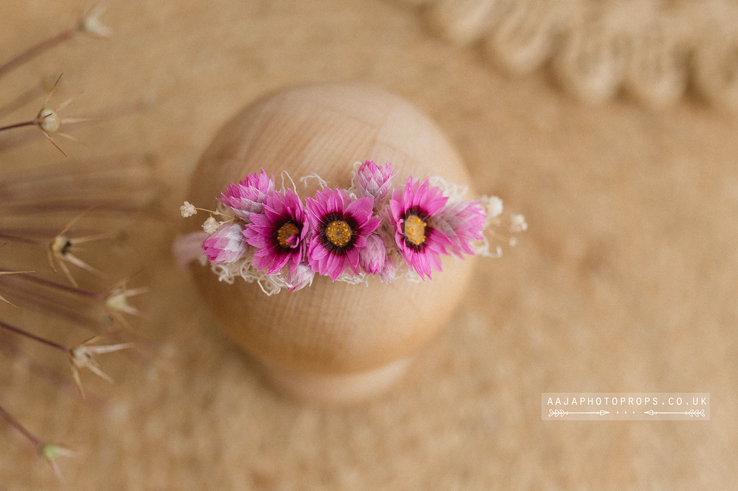 Baby dried flower, tieback, pink, RTS