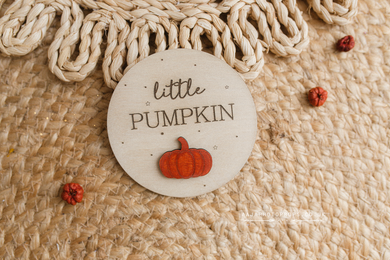 Wooden disc Little Pumpkin, Halloween, Autumn, Fall, RTS