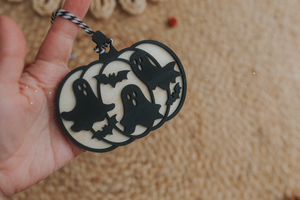 Wooden Halloween pumpkin decoration, ghosts, black bats, RTS