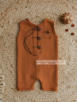 9-12 months size baby romper, burnt orange, made to order