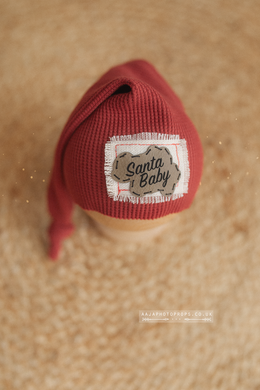 Baby newborn Christmas sleepy hat, knot, red, Santa, patch, RTS