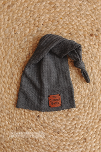 Baby newborn sleepy hat, knot, dark grey, cutest, patch, RTS