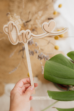 Wooden cake topper, one, natural, gold, RTS