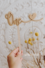 Wooden cake topper, one, natural, gold, RTS