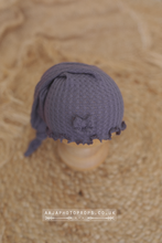 Baby newborn girl sleepy hat, knot, purple, mustard yellow, oatmeal, RTS