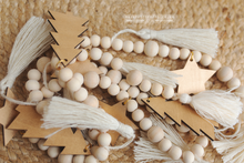 Boho Christmas garland, tree, stars, gold, natural, tassels, RTS