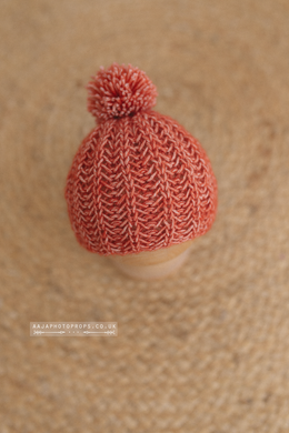 Knitted Baby newborn hat, burnt orange, RTS