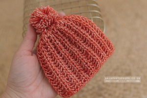 Knitted Baby newborn hat, burnt orange, RTS