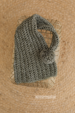 Knitted Baby newborn hat, green, long, RTS