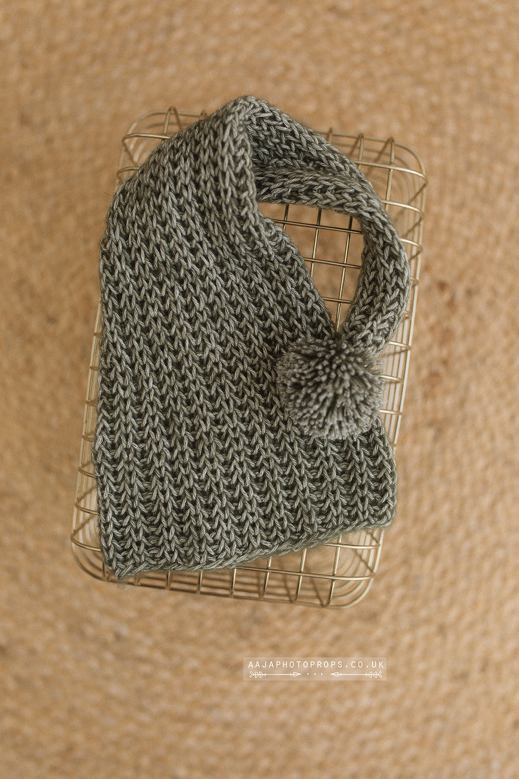Knitted Baby newborn hat, green, long, RTS