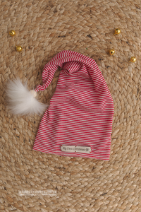 Baby newborn first Christmas sleepy hat, knot, red, Santa, patch, RTS