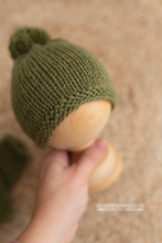 Baby newborn knitted romper and hat, Olive green, made to order