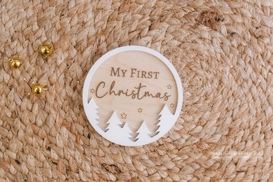 Wooden disc My First Christmas, baby, winter, RTS
