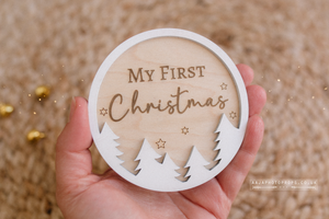 Wooden disc My First Christmas, baby, winter, RTS
