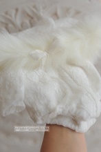 Baby newborn eskimo lace hoodie romper, off white, faux fur, Christmas RTS