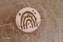 Wooden disc Hello World, baby, rainbow, hearts, RTS