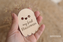 Wooden My First Halloween decoration, baby, ghost, natural, RTS