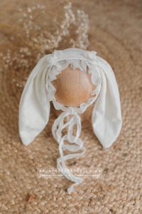 Baby newborn girl bunny bonnet, cream, ears, Easter, RTS