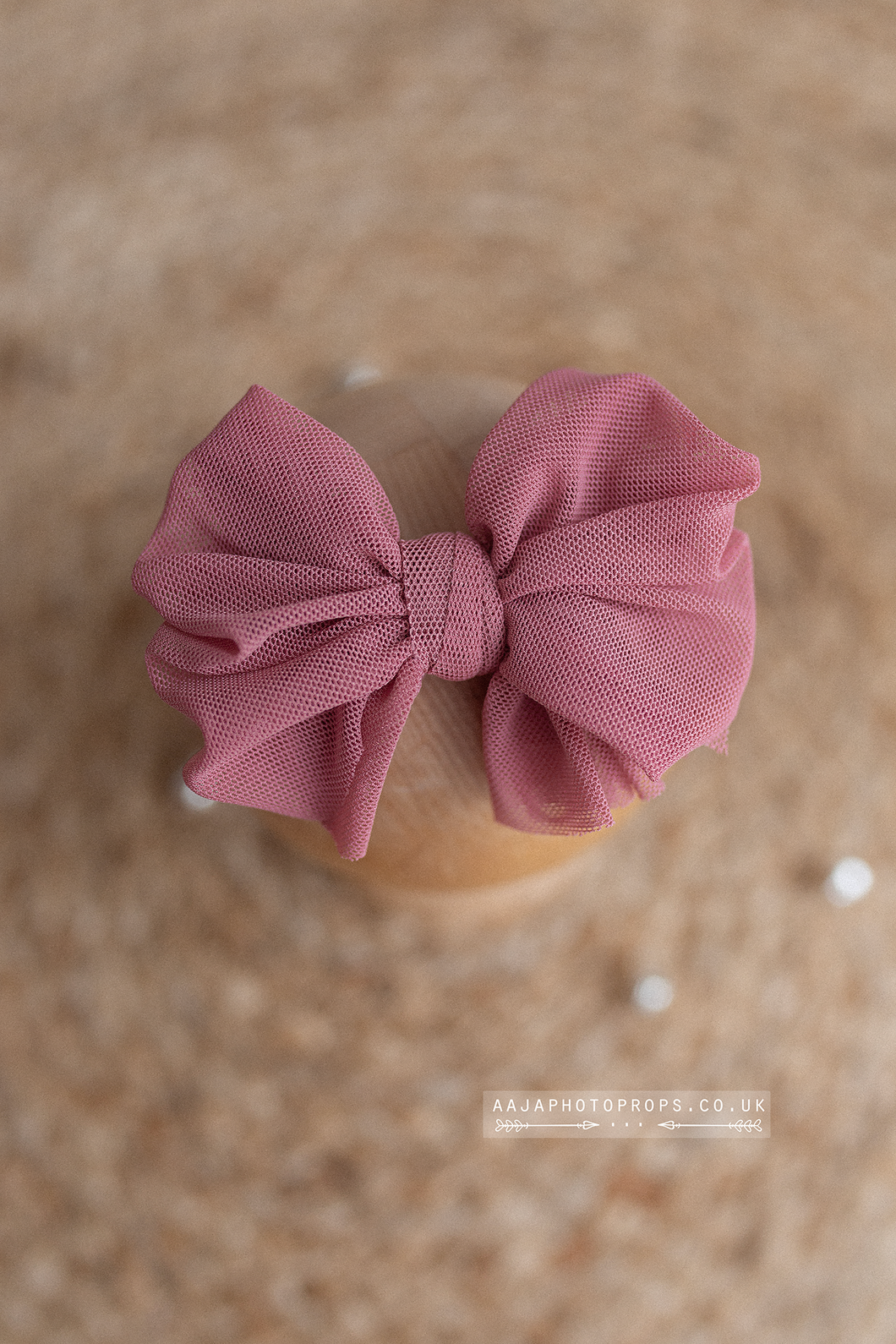 Baby newborn sitter girl bow tieback, dusty pink, RTS