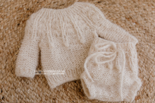 Baby newborn sweater and bloomers, beige, chunky, RTS