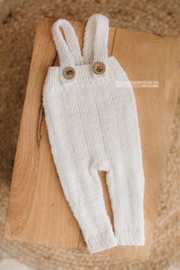 Baby newborn dungarees, boho, straps, white, lifestyle photography props, made to order