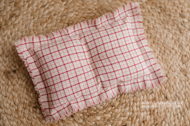Newborn Posing pillow, checked, tartan, red, beige,  Christmas, RTS