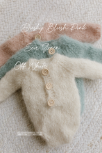 Color swatches labeled 'Dusky Blush Pink', 'Sea Green', and 'Off White' on a textured background.