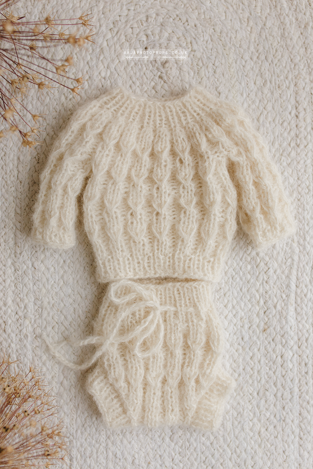 Baby newborn sweater and bloomers, Cream, chunky, made to order