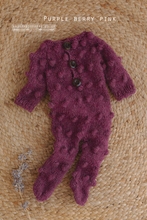 Baby newborn footed romper, bonnet set, bobble, pyjama, pom pom, green, made to order