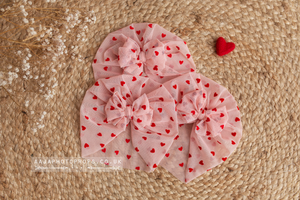 Baby turban hat, Heart, Valentine, pink, red, newborn, bow, RTS