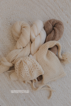 Knitted Baby newborn  wrap, White, grey, long, made to order