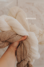 Knitted Baby newborn  wrap, White, grey, long, made to order