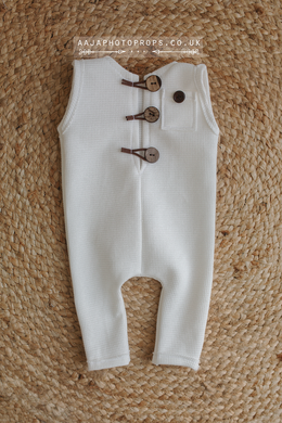 Baby newborn sleeveless romper, off white, made to order