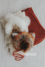 Baby newborn fox bonnet and wrap set, burnt orange, rust, made to order