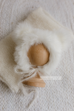 Baby newborn bear bonnet and wrap set, brown, faux fur, ears,  made to order