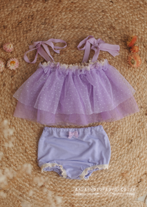 6-12 months size girl lilac purple lace top and nappy cover, vintage style, boho, made to order