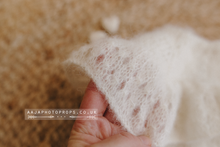 Baby newborn knitted romper, frills, creamy off white, vintage, made to order