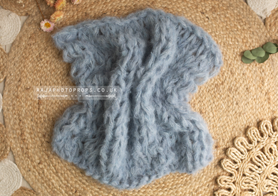 Knitted chunky layer, fluffy soft, blue Photo prop, Made to order