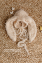 Baby newborn bunny bonnet, fluffy, ears, creamy beige, Easter, rabbit, bunny, RTS