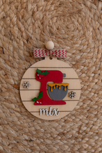 Wooden mixer decoration disc, gift, red, festive, snowflakes, bakers, RTS