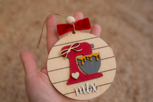 Wooden mixer decoration disc, gift, red, birthday, velvet bow, bakers, RTS